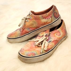 VANS Off The Wall Pink Tie Dye Low-Top Skater Shoes Sneaker Womens 7.5